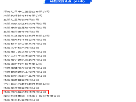 喜訊 | 鴻元軸承（HONB）榮獲2022年度洛陽(yáng)市“誠(chéng)信民營(yíng)企業(yè)”